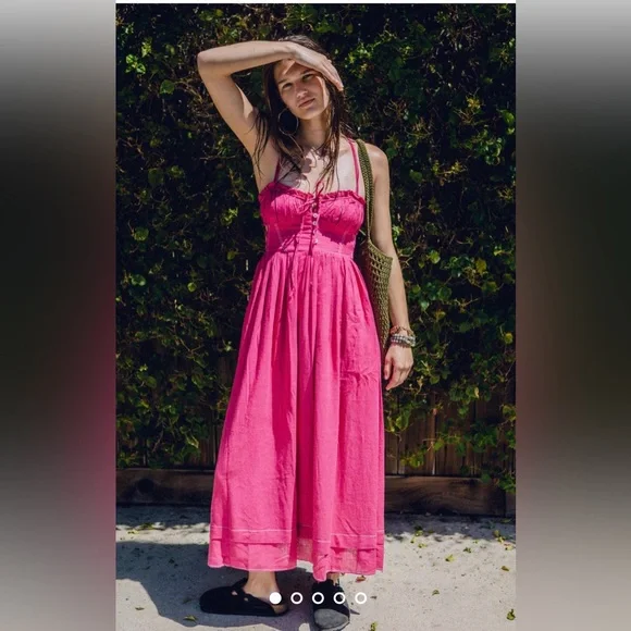 Urban Outfitters | Dresses | Uocora Linen Open Back Mididress Urban  Outfitters Pink Adjustable Tie Size S | Poshmark
